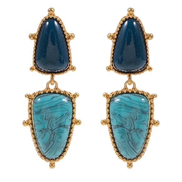 Studded Triangle Shaped Stone Earrings - Picture 1 of 2